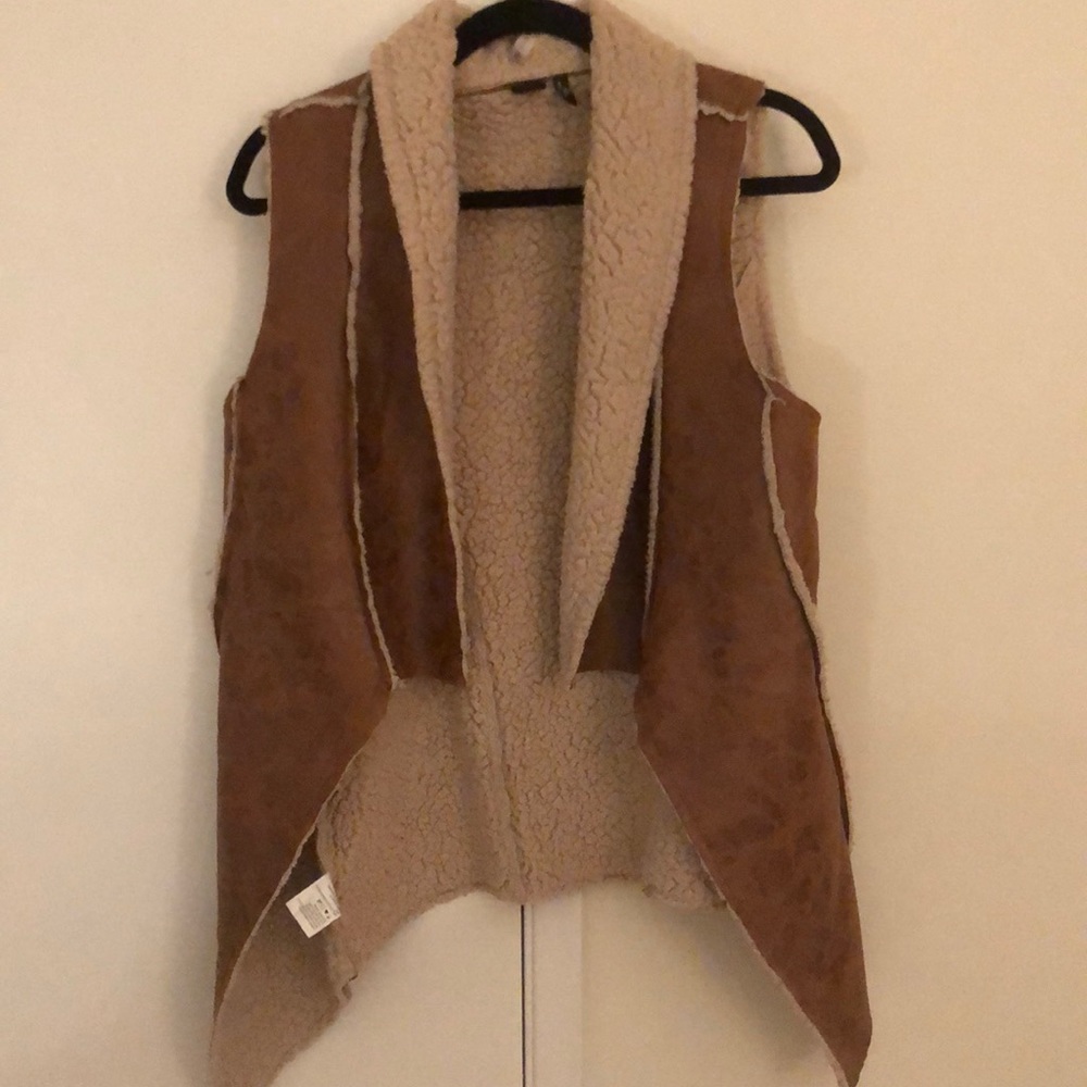 Sherpa faux suede vest